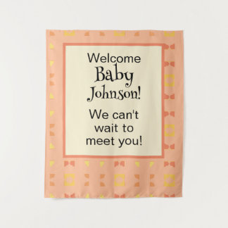 Tenture Fond de selfie pour Baby Shower Pêche Jaune