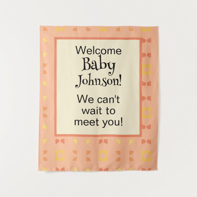 Tenture Fond de selfie pour Baby Shower Pêche Jaune (Devant)