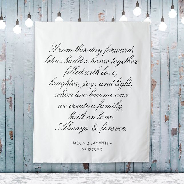 Tenture Fond de serments de mariage calligraphie personnal (Wedding Vows Backdrop Personalized Calligraphy
)