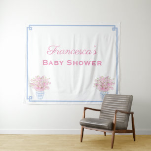 Tenture Fond de shower bébé en ligne rose et bleu Prépa