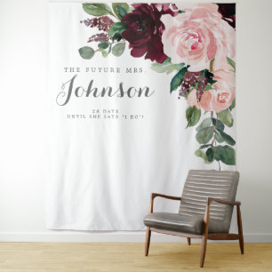 Tenture Fond de stand de mariage Burgundy Blush Photobooth