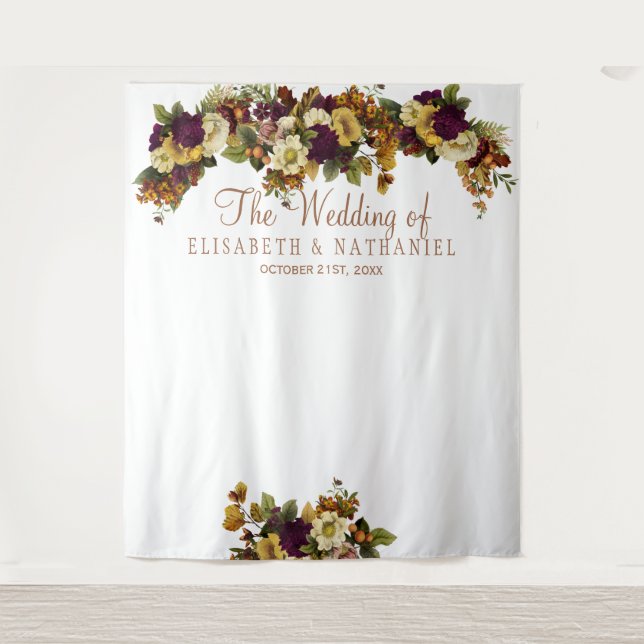 Tenture Fond de stand photo chic floral automnal pour mari (Devant)