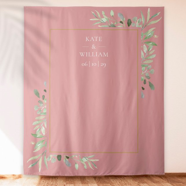 Tenture Fond de stand photo de mariage à la verdure Rose P (Créateur téléchargé)