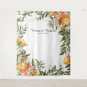 Tenture Fond de stand photo de mariage aux agrumes élégant