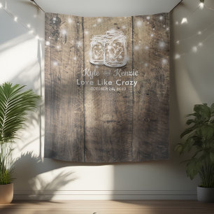 Tenture Fond de stand photo de mariage avec jarres en bois