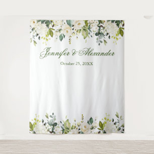 Tenture Fond de stand photo de mariage avec verdure et ros