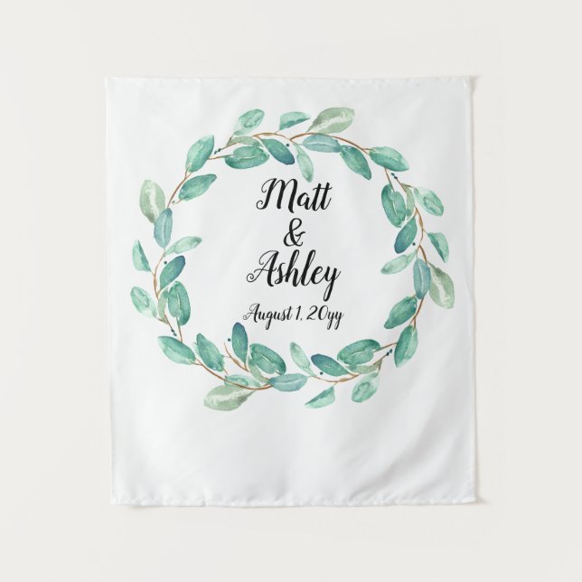 Tenture Fond de stand photo de mariage avec verdure rustiq (Devant)