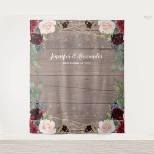 Tenture Fond de stand photo de mariage en bois Marsala rus