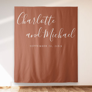 Tenture Fond de stand photo de mariage en terracotta scrip