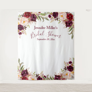 Tenture Fond de stand photo de mariage floral burgundy per