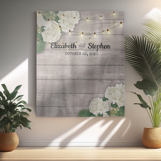 Tenture Fond de stand photo de mariage Hydrangea lumières  (Créateur téléchargé)
