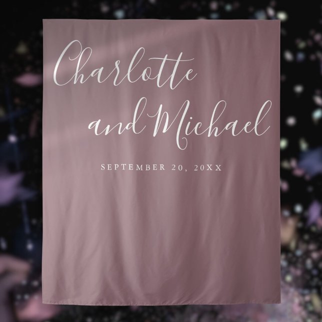 Tenture Fond de stand photo de mariage Script Mauve (Script Mauve Wedding Photo Booth Backdrop)