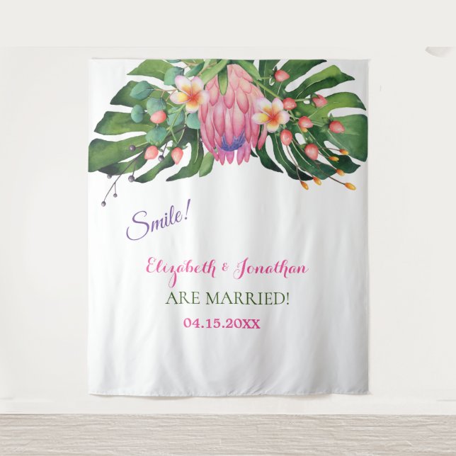 Tenture Fond de stand photo de mariage Tropical Pink Prote (Devant)