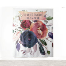 Fond de stand photo floral bordeaux marine