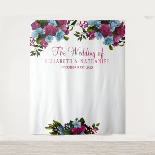 Tenture Fond de stand photo mariage chic rose bleu floral