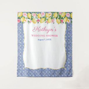 Tenture Fond de stand photo Positano Citrons Carreaux Bleu