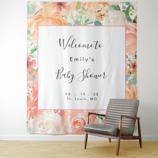 Tenture Fond de stand photo pour Baby Shower Florale (En situation)