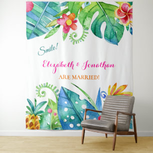 Tenture Fond de stand photo rose sarcelle Floral Tropical
