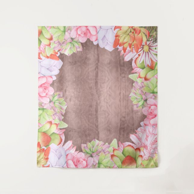 Tenture Fond de succulentes à l'aquarelle (Devant)