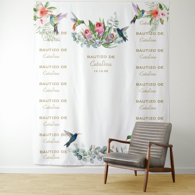 Tenture Fond de toile de Bautizo à fleurs d'Hibiscus (En situation)