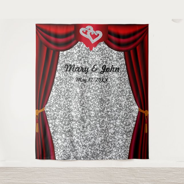 Tenture Fond de toile de coeur de diamant de paillettes d' (Devant)