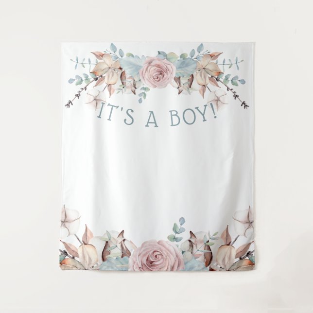 Tenture Fond de toile de douche bébé garçon Woodland BOHO  (Devant)