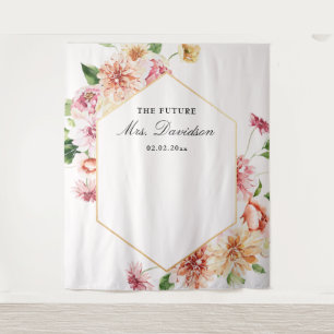 Tenture Fond de toile de fête de mariage floral Future Mrs