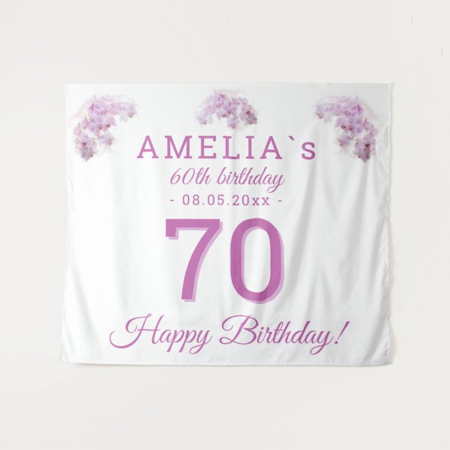 Tenture Fond de toile de fond d'anniversaire 70 ans aquare (Devant (Horizontal))