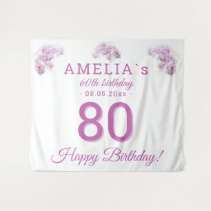 Tenture Fond de toile de fond d'anniversaire 80 ans à aqua