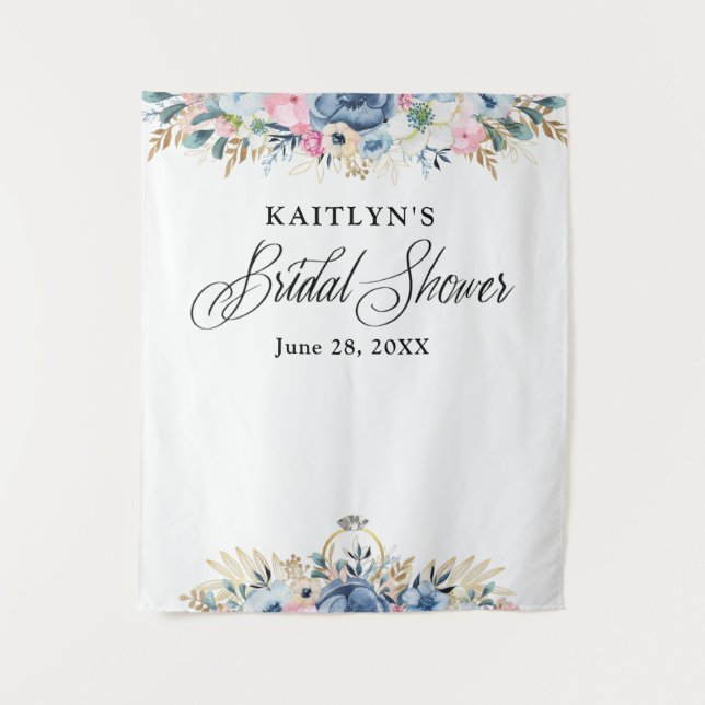 Tenture Fond de toile de fond de douche de mariage floral  (Devant)