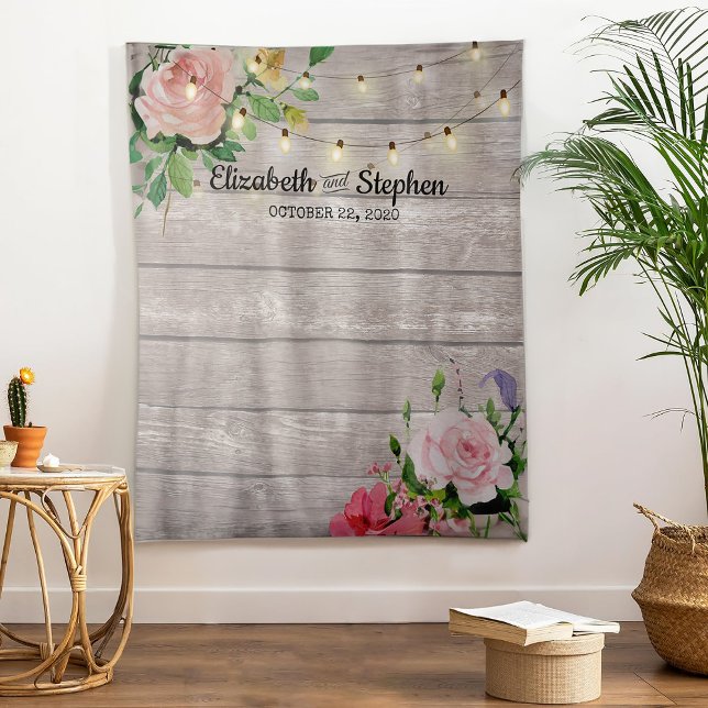 Tenture Fond de toile de fond de fleurs de mariage en bois (Créateur téléchargé)