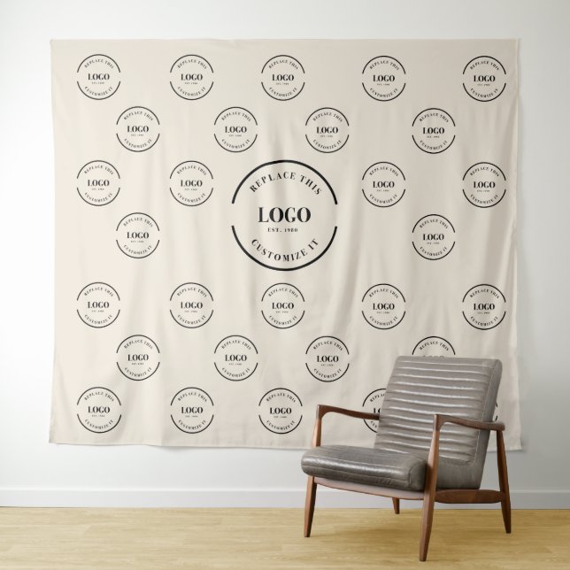 Tenture Fond de toile de fond de logo de société Beige éta (En situation (horizontale))