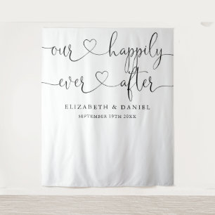 Tenture Fond de toile de fond de mariage à script cœur Aft