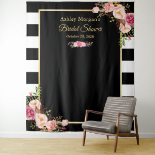 Tenture Fond de toile de fond de mariage floral rayures no