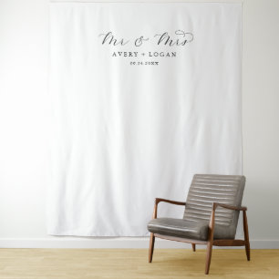 Tenture Fond de toile de fond de mariage M et Mme avec écr