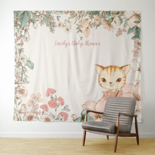 Tenture Fond de toile de fond de shower bébé chat vintage