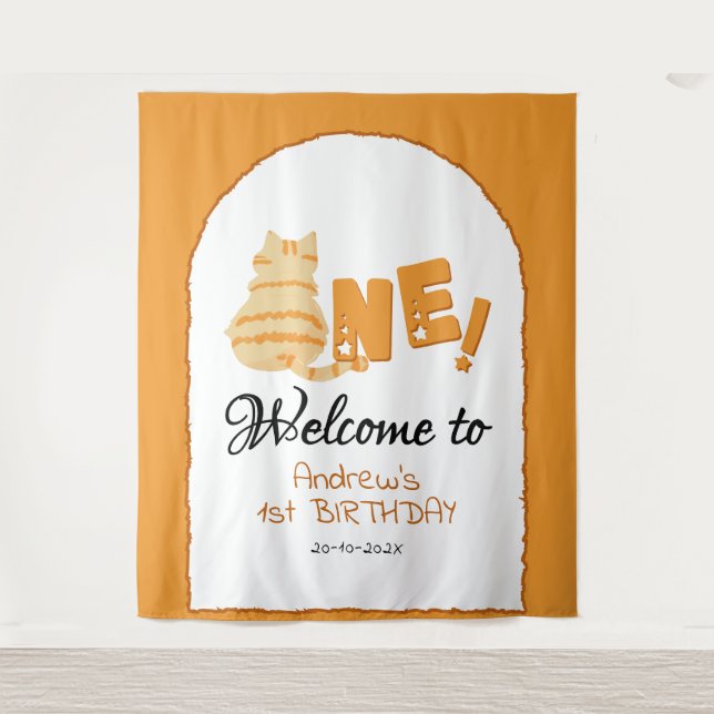 Tenture Fond de toile de fond pour 1er anniversaire de cha (Devant)