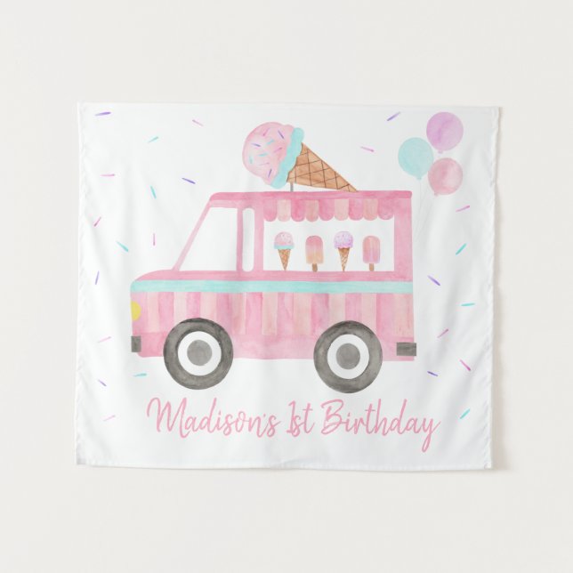 Tenture Fond de toile de fond pour anniversaire de camion  (Devant (Horizontal))