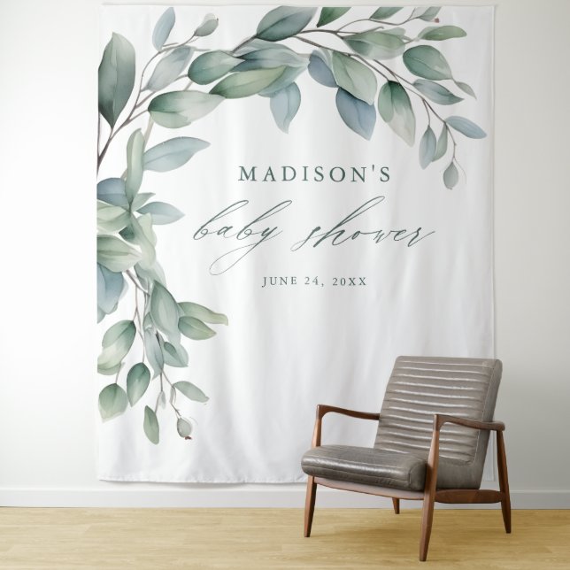 Tenture Fond de toile de fond pour Baby Shower avec écritu (En situation)