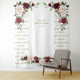 Tenture Fond de toile de fond pour Baby Shower avec fleurs