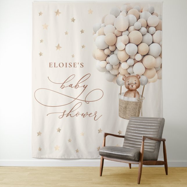 Tenture Fond de toile de fond pour Baby Shower avec un our (En situation)