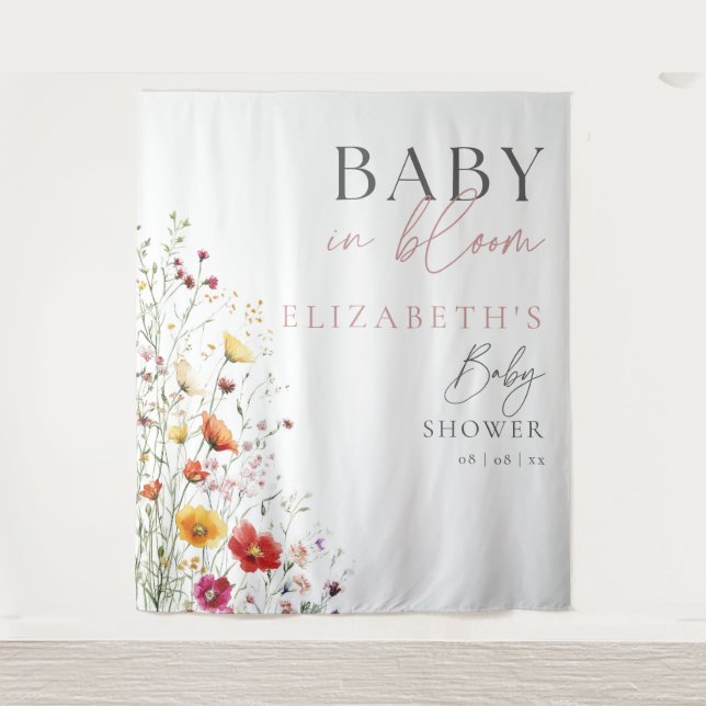 Tenture Fond de toile de fond pour Baby Shower Baby In Blo (Devant)