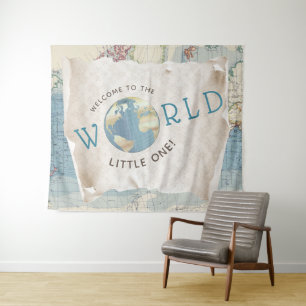 Tenture Fond de toile de fond pour Baby Shower carte vinta