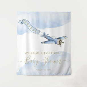 Tenture Fond de toile de fond pour Baby Shower d'avion vin