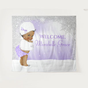 Tenture Fond de toile de fond pour Baby Shower fille afro