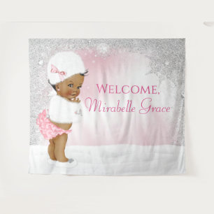 Tenture Fond de toile de fond pour Baby Shower Fille Hiver