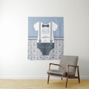 Tenture Fond de toile de fond pour Baby Shower Little Man,
