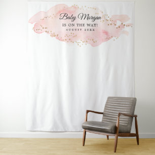 Tenture Fond de toile de fond pour Baby Shower Rose et Or