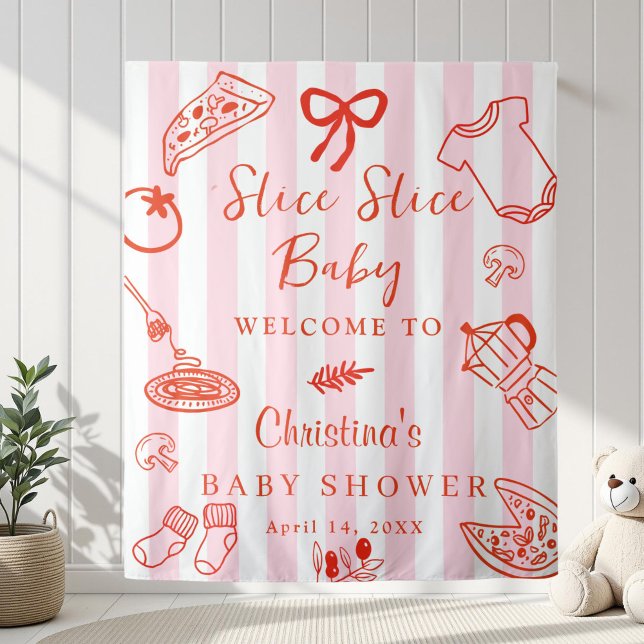 Tenture Fond de toile de fond pour Baby Shower Slice Slice (Elegant Hand Drawn Italian Food Baby shower Backdrop)