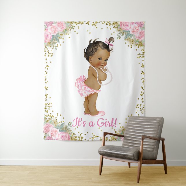 Tenture Fond de toile de fond pour bébé afro-américain pou (En situation)